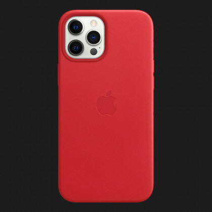 Оригинальный чехол Apple Leather Case with MagSafe для iPhone 12 Pro Max (PRODUCT RED) (MHKJ3)