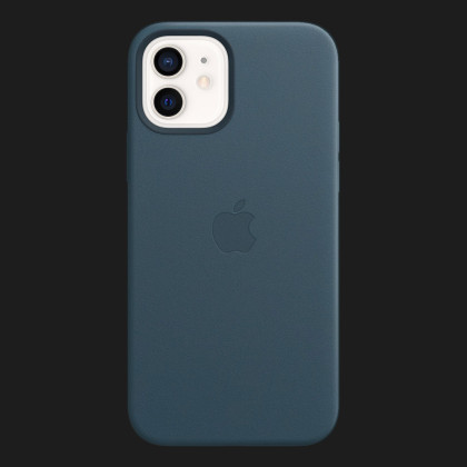 Оригинальный чехол Apple Leather Case with MagSafe для iPhone 12 mini (Baltic Blue) (MHK83)