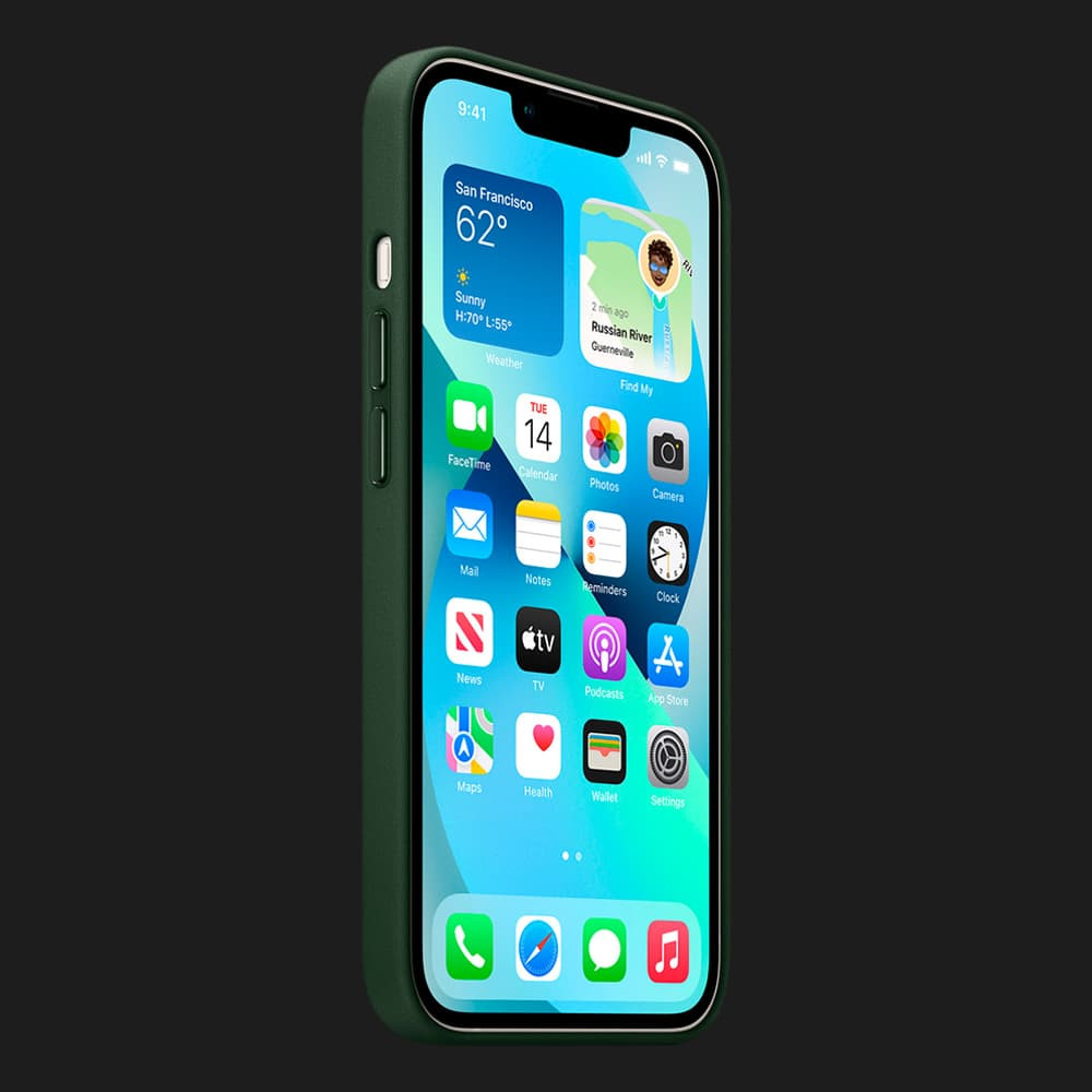 Оригінальний чохол Apple iPhone 13 Leather Case with MagSafe (Sequoia Green) (MM173)