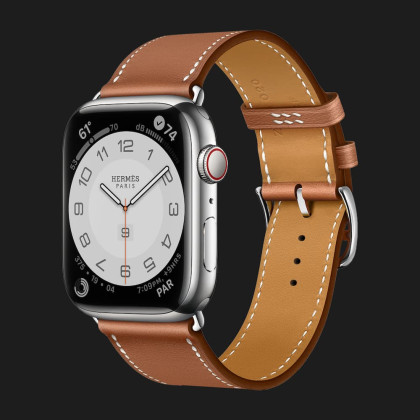 Apple Watch Series 7 45mm Hermès Silver Stainless Steel Case with Single Tour (Gold) в Киеве