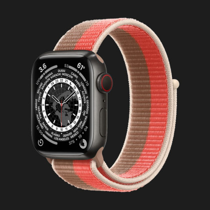 Apple Watch Series 7 41mm Edition Space Black Titanium Case with Sport Loop (Pink Pomelo/Tan)