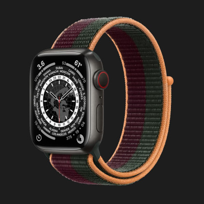 Apple Watch Series 7 41mm Edition Space Black Titanium Case with Sport Loop (Dark Cherry/Forest Green)