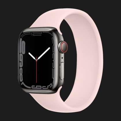 Apple Watch Series 7 41mm Graphite Stainless Steel Case with Solo Loop (Chalk Pink)