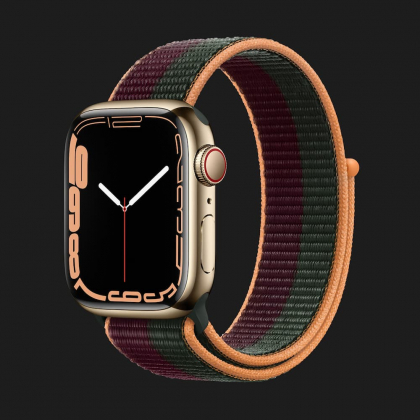 Купить Apple Watch Series 7 41mm Gold Stainless Steel Case with Sport Loop  (Dark Cherry/Forest Green) — цены ⚡, отзывы ⚡, характеристики — ЯБКО