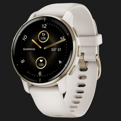 Годинник Garmin Venu 2 Plus Cream Gold Stainless Steel Bezel with Ivory Case and Silicone Band (010-02496-02/12)