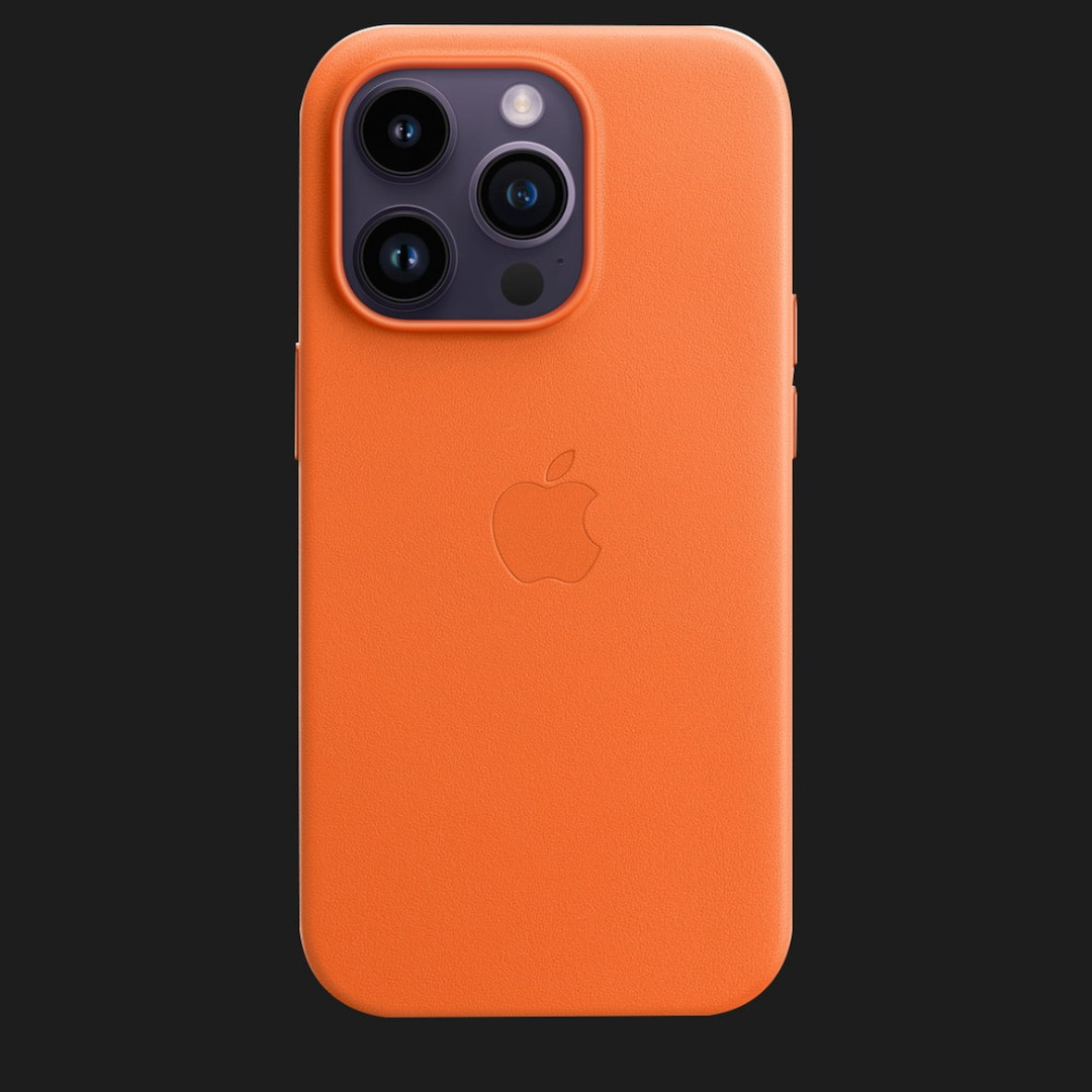 Оригінальний чохол Apple Leather Case with MagSafe для iPhone 14 Pro (Orange) (MPPL3)