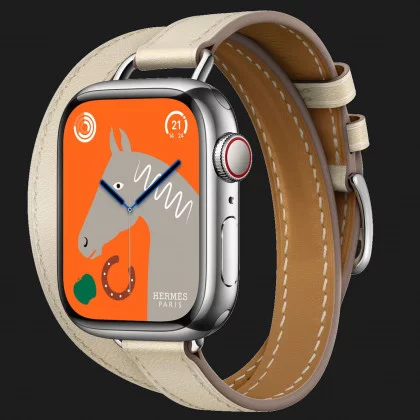 Apple Watch Series 8 41mm Hermès Silver Stainless Steel Case with Béton Attelage Double Tour