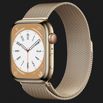 Apple Watch Series 8 41mm GPS + LTE, Gold Stainless Steel Case with Gold Milanese Loop (MNJF3) в Ужгороді