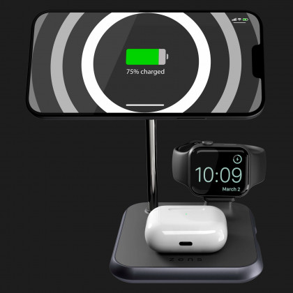 Безпровідна зарядка Zens 4-in-1 Magnetic + Watch Aluminium Wireless Charger (Black)