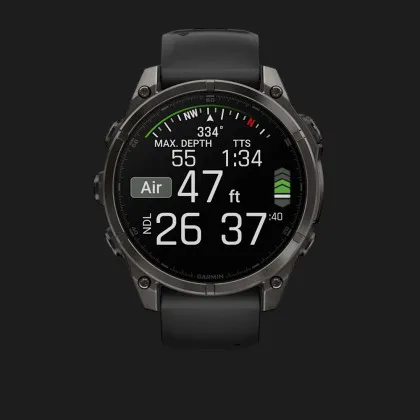 Garmin Fenix 8 47mm AMOLED Sapphire Carbon Gray DLC Titanium with Black/Pebble Gray Silicone Band