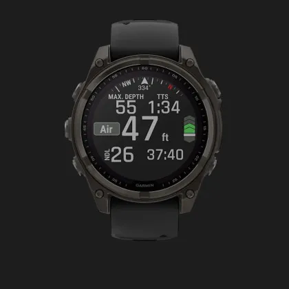 Garmin Fenix 8 51mm Solar Sapphire Carbon Gray DLC Titanium with Black/Pebble Gray Silicone Band